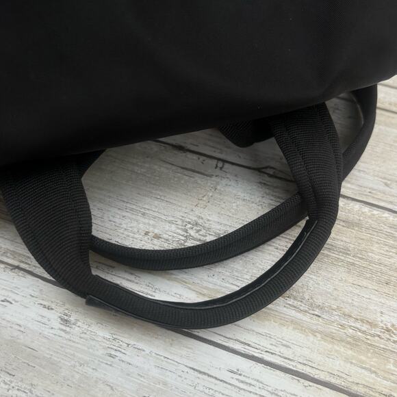 Kate Spade Carley Nylon Flap Backpack Black Drawstring Preppy Casual Athleisure - Picture 10 of 16